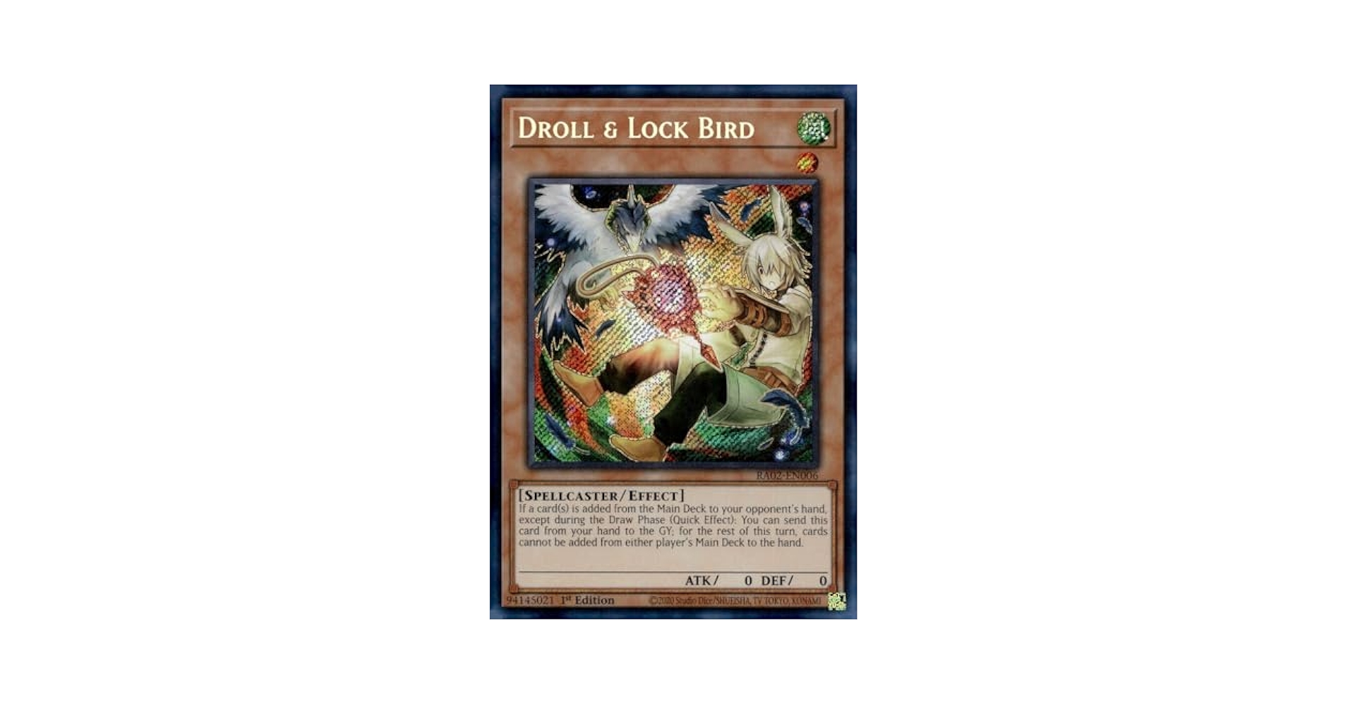 遊戯王 RA02-EN006 ドロール＆ロックバード Droll &amp; Lock Bird (英語版 1st Edition 25th クォーターセンチュリーシークレットレア) 25th Anniversary Rarity Collection II Amazon.co.jp: RA02-EN006 ドロール＆ロックバード Droll & Lock