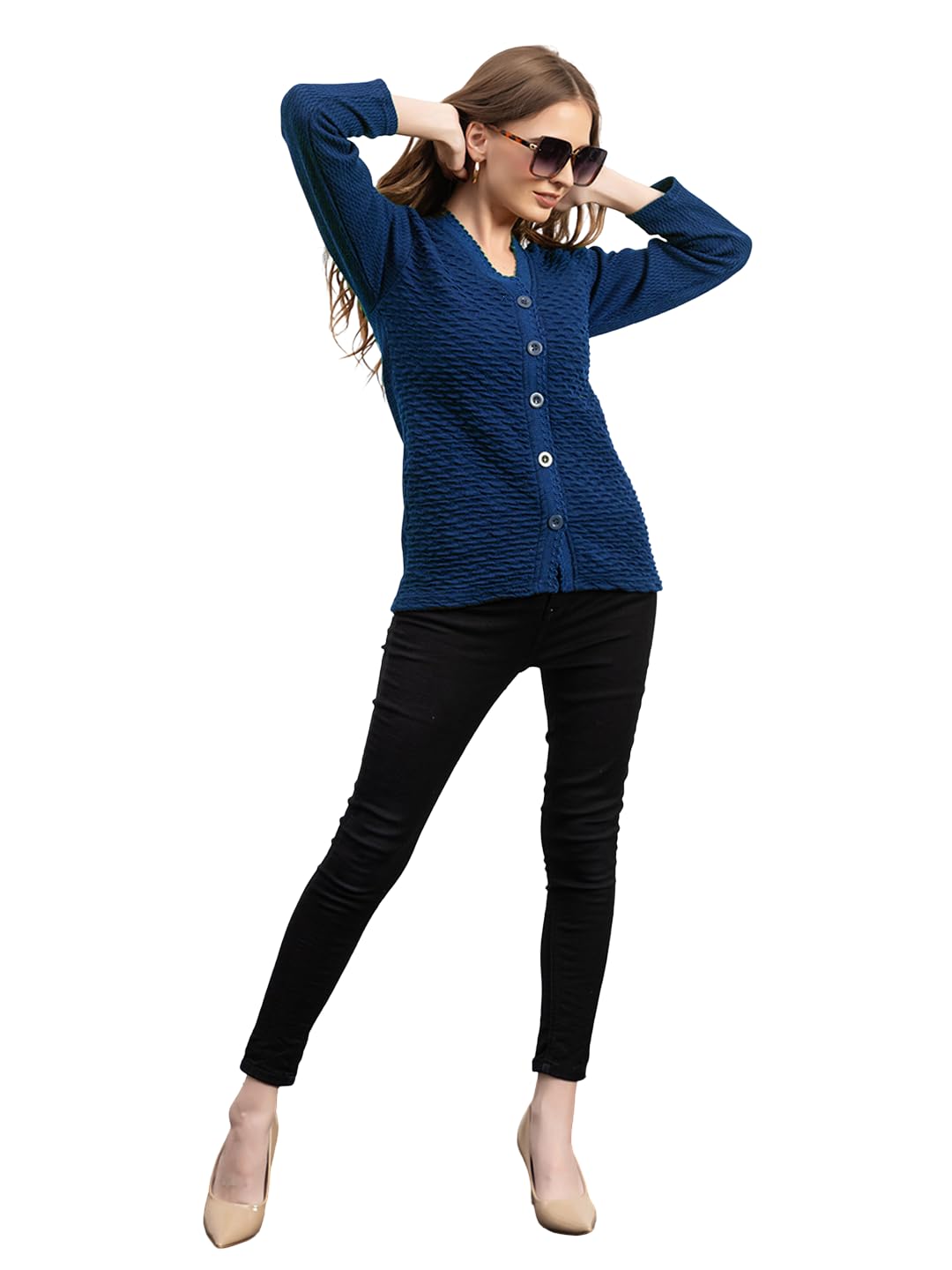 Women’s Winter Woolen Cardigan | Full Sleeve Textured Buttoned Sweater for Women | Soft Wool V-Neck Warm Knitted Outerwear for Office & Casual Wear-image-38