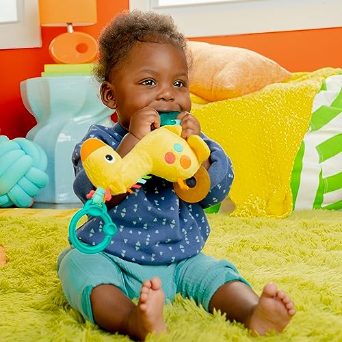 Image of Bright Starts Safari Soother Rattle & Teether Toy for Stroller and On-The-Go - Giraffe - Unisex, Newborn +