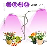 LED Grow Light for Indoor Plant,Elaine 45W 88 LED Timing Grow Lamp Auto On/Off with 3/6/12H Timer 5 Dimmable Levels 3 Switch Modes Red/Blue Full Spectrum,Adjustable Gooseneck (45W Red/Blue Spectrum)