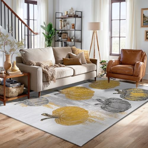 Tapis citrouille aux rayures rustiques et finitions de qualité - 5