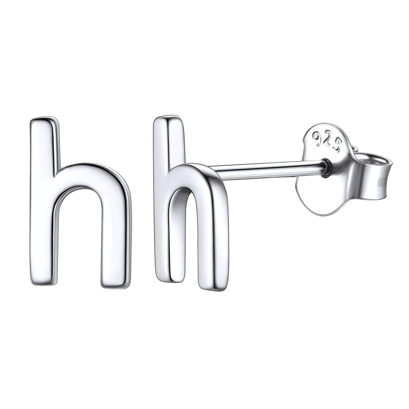 ChicSilver 925 Sterling Silver Earrings Lowercase Letter A-Z Initial Stud Earrings for Women Hypoallergenic