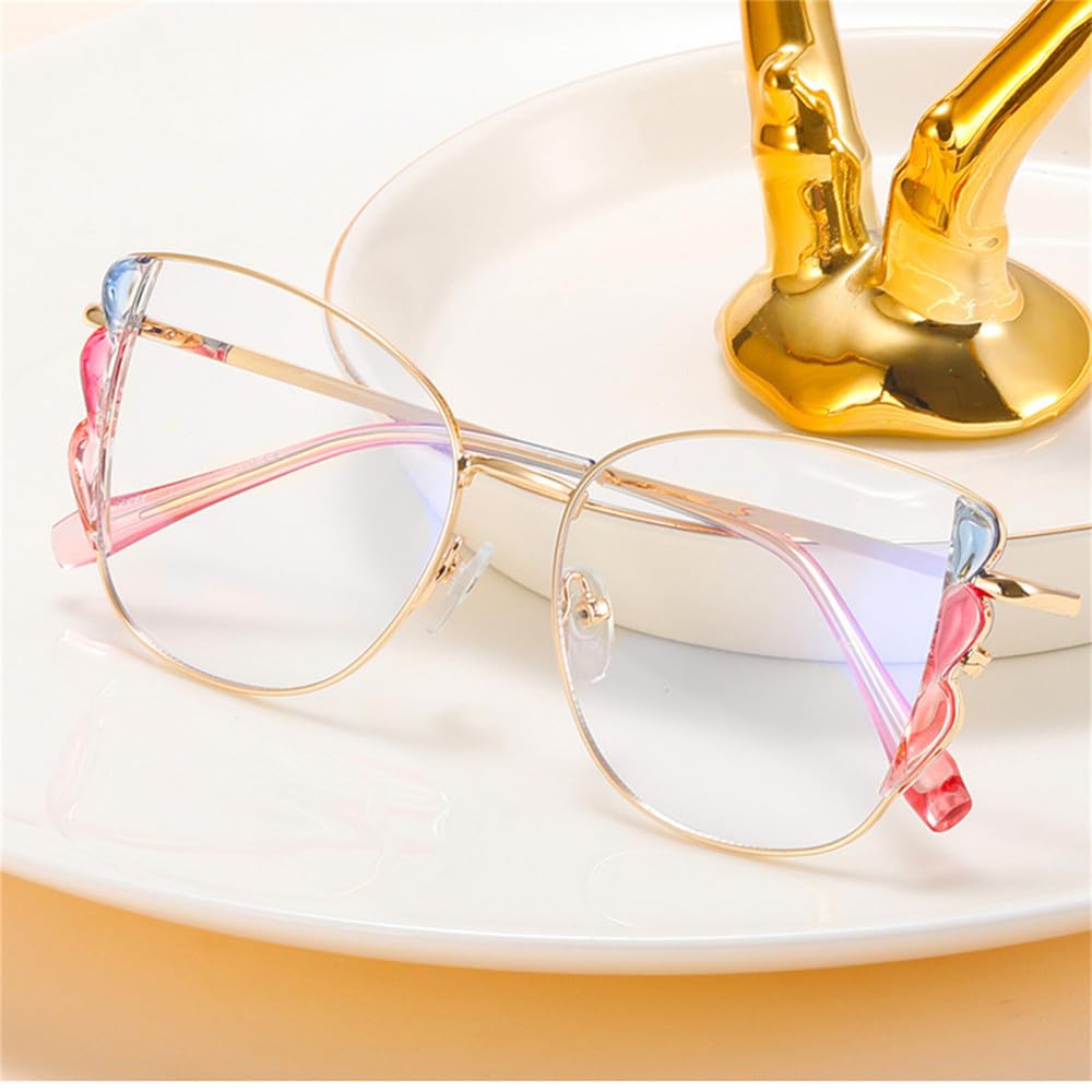 Retro metalowe kocie oko damskie okulary ramka przezroczyste okulary męskie ramka z zawiasem sprężynowym