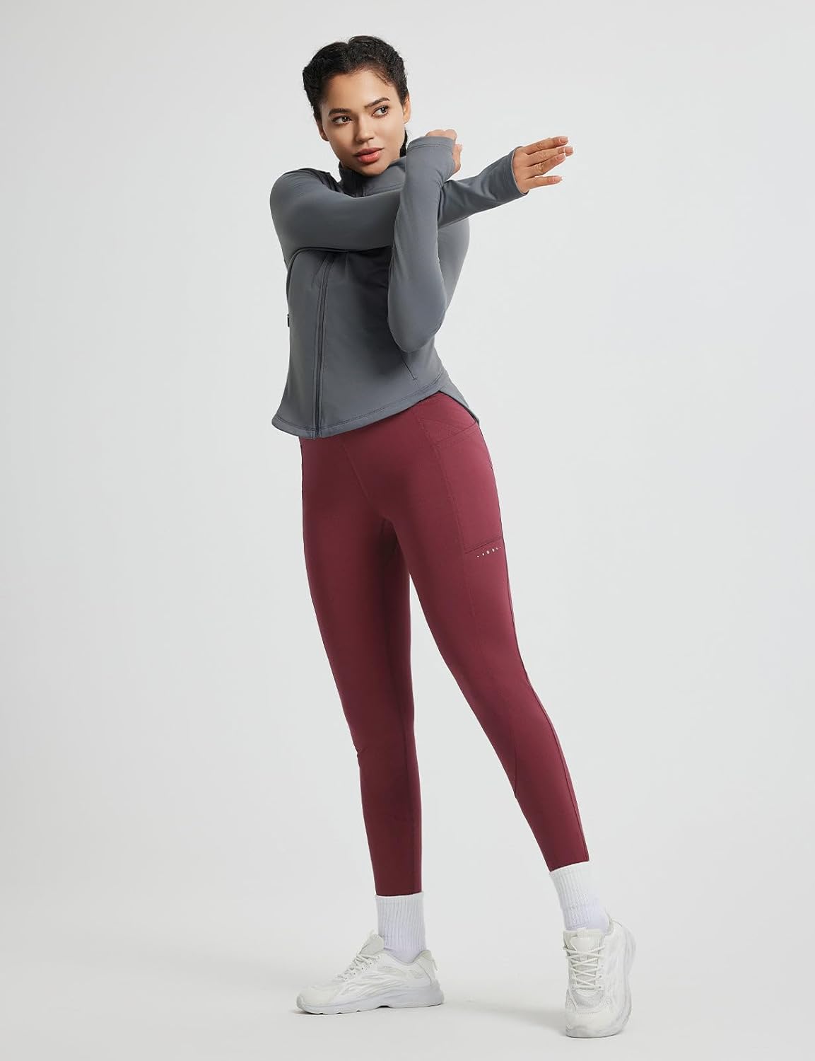 baleaf Women's Fleece Lined Leggings Thermal Winter Warm Pants High Waisted Cold Weather Tights with Cross Pockets - Image 6