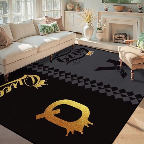 Tapete 180x275 cm negro y gris antideslizante lavable miniatura 1
