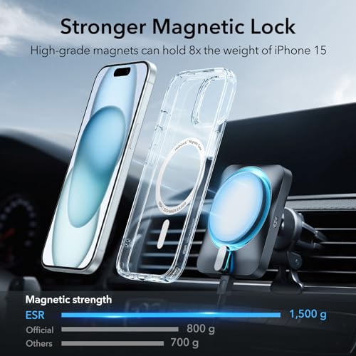 Image of ESR for iPhone 15 Plus Case for MagSafe, Anti-Yellowing, Clear Blue | Ultra Slim, 3X Military-Grade Drop Protection, Magnetic Phone Case, Impact Absorbing, Resists Scratches