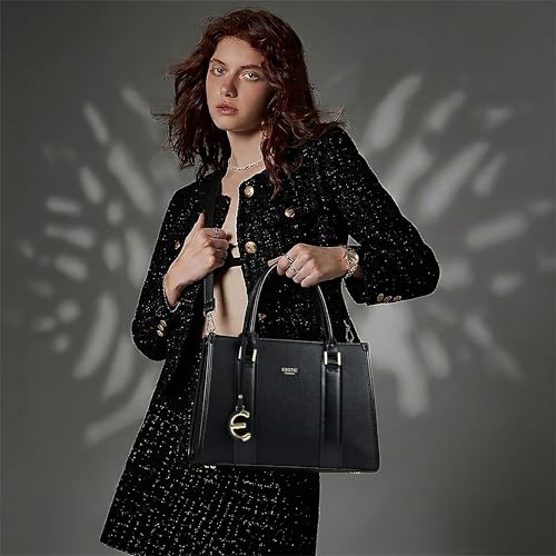 Image of EXOTIC Premium Orlina Duotone Structured Tote Bag for Women | PU Leather Handbag | 2 Compartments with Center Zip | Detachable Sling Strap | Office & Daily Use