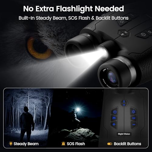 Image of VisioGear Night Vision Goggles for Adults - 4K Night Vision Binoculars with AI Color Boost Mode, Photo & Video Recording, Rechargeable Battery for Wildlife Observation, Camping & Security