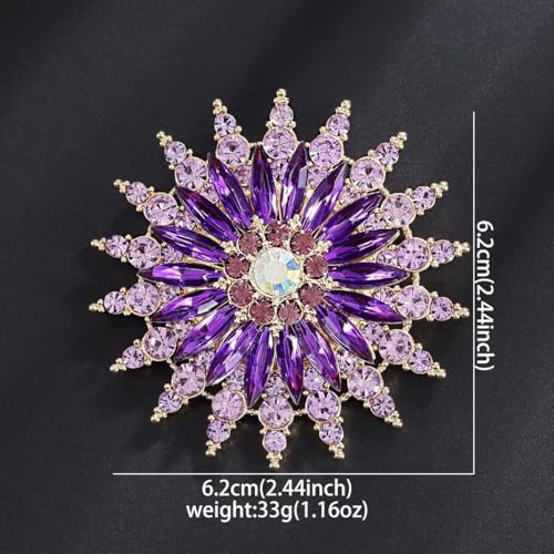 Image of Rhinestone Crystal Sunflower Brooch Pin Elegant Wreath Brooch Clothing Hat Bag Skirt Accessories for Women