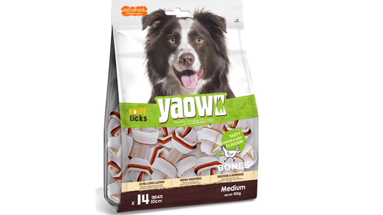 Gnawlers Yaowo All Natural Dog Rawhide Bones with Chicken Inside, 100% Digestible & Durable, 4` inch Knotted 500gm (Pack of 2) by Sniff N Licks (B0CXLVBNXJ) Amazon Price History, Amazon Price Tracker
