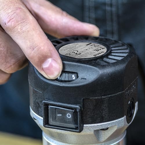 Trend T1 Oberfräse mit erweiterter Trimmbasis, 8mm Spannzange, 710W, 230V, Kompaktes Trimm-Werkzeug, T1ETS/EURO