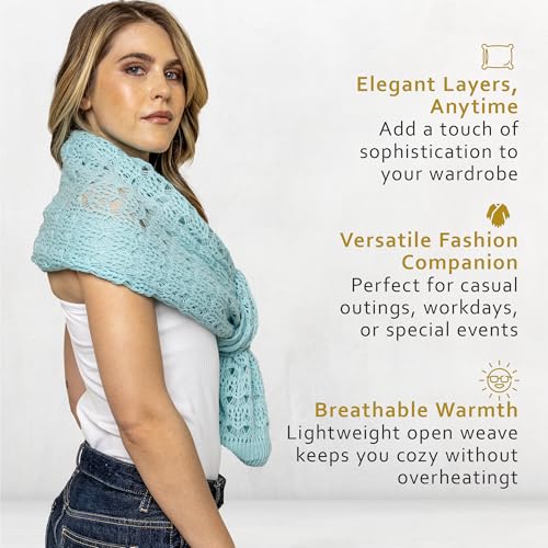 Image of Open Weave Cocoon Shawl for Women, Cardigan Sweater, Lightweight Pashmina Shawl Wrap, Poncho Scarves for Women