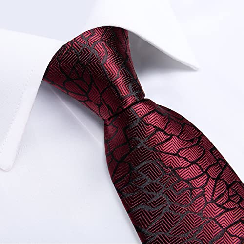 Image of DiBanGu Plaid Ties for Men Silk Checkered Necktie and Pocket Square Cufflinks Tie Clip Set with Gift Box for Wedding Business