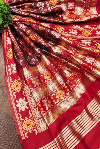 Image of TRENDMALLS Women's Jacquard Silk Ethnic Patola Floral Design Dupatta Ethnic Motif Pattern