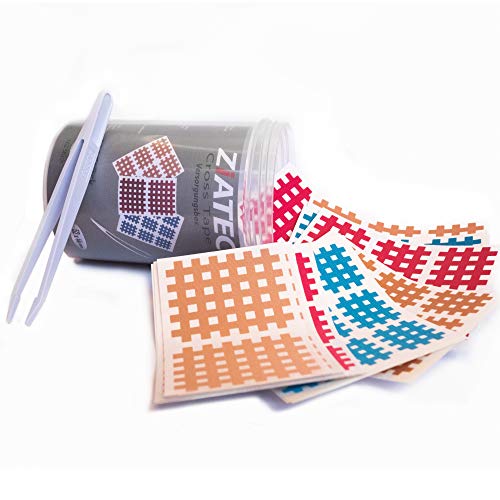 ZiATEC Cross Tapes 102 | 204 | 306 pièces de pansements croisées, patchs d'acupuncture avec boîte de protection et pince à épiler, taille:boîtier...