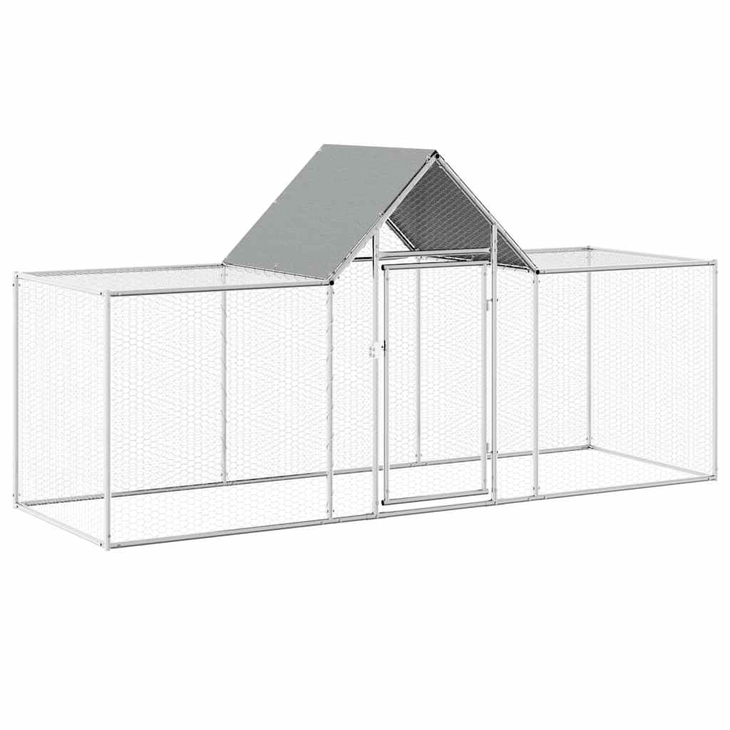 vidaXL Pollaio Robusto Tetto Impermeabile Gabbia Animali Polli Galline Allevamento Aviario Griglia in Metallo 3x1x1,5 m in Acciaio Zincato Argento