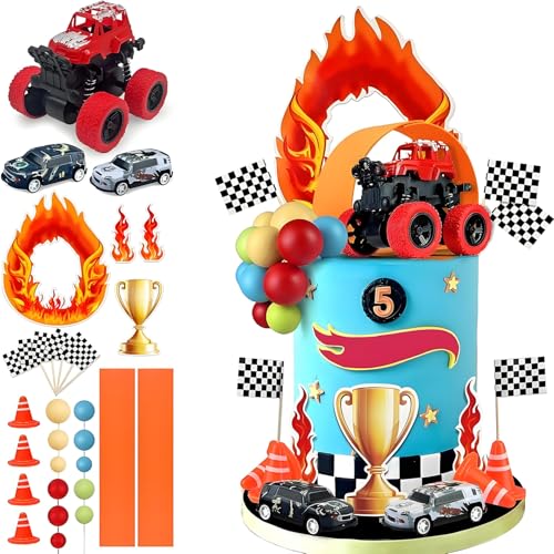 Décoration gâteau voiture de course : fini les ratés avec ce lot de 30 toppers d'anniversaire