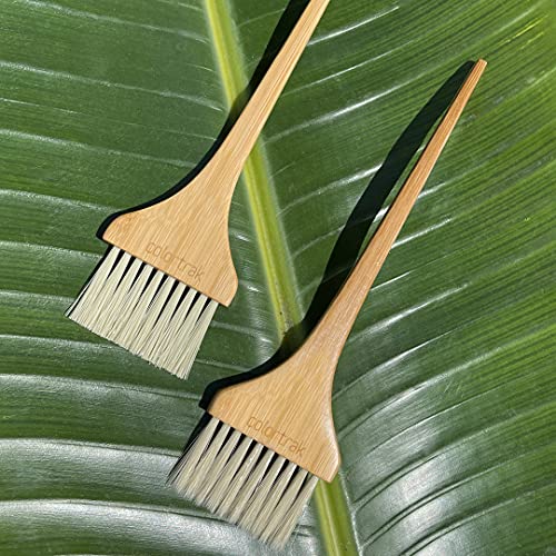 Colortrak Eco Collection (2 Pack) Bamboo Hair Color Paint Brushes, Includes One 2.25" Feather Bristle Brush And One 2.25" Firm Bristle Bush, Renewably Sourced Material #TOP3