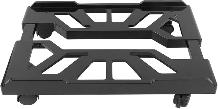Adjustable Mobile CPU Stand, ABS Computer Tower Stand with 4 Locking Wheels, 20 to 28 Cm Width, 32 Kg Load, Protective Railings for Office Home Gaming Desk