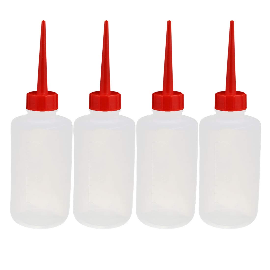 Aexit 4Pcs 8.5-Ounce gauge LDPE Plastic Red Straight Squeeze Mouth Workshop Label Oil Liquid Glue Bottle