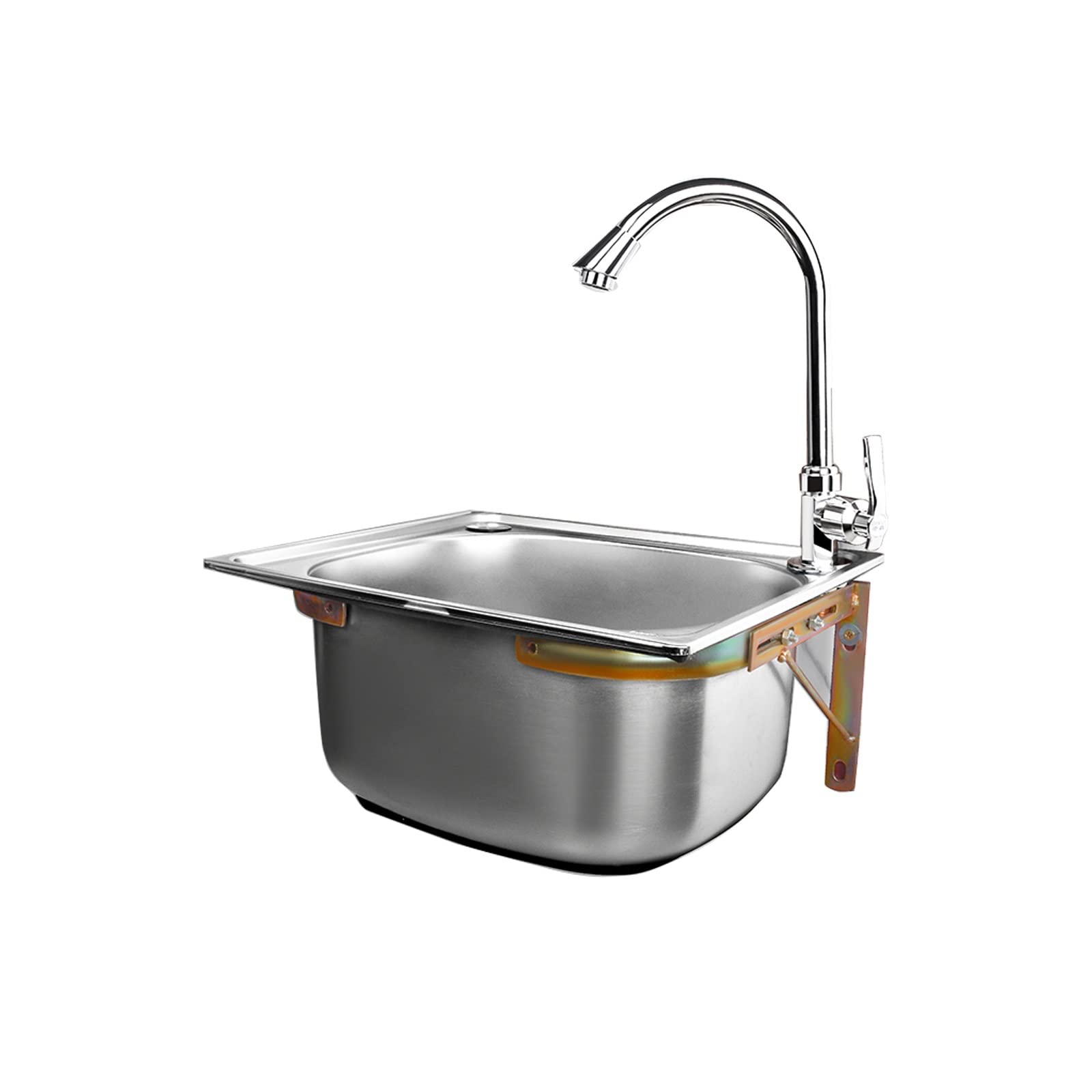 ZQFHSX Stainless Steel Kitchen Sink, Free Standing Utility Catering Sink with Tap - Wall Mounted Single Bowl Easy to Clean Perfect for Commercial Kitchens