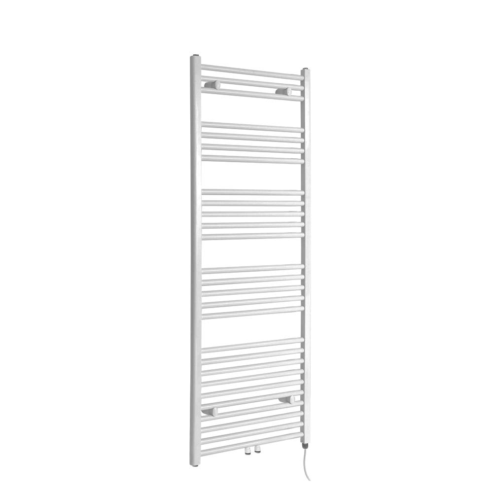 Milano White Neva 1000W Round Bar Electric Heated Towel Rail - 1600Mm X 600Mm
