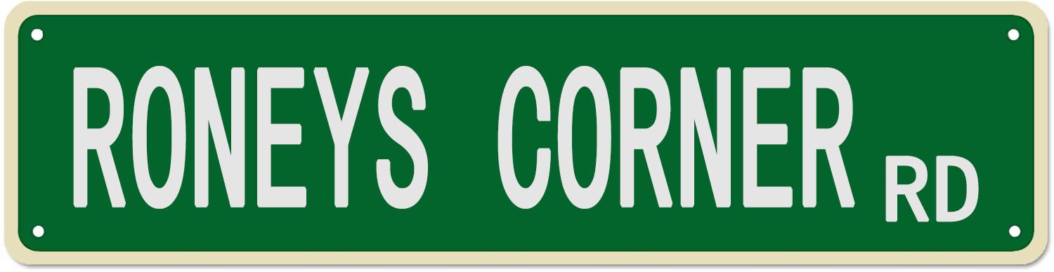 Roneys Corner Rd Retro Tin Signs Plaque Aluminum Metal Sign Quotes Home Kitchen Garden Wall Funny Pub Club Decoration 4x16 Inch