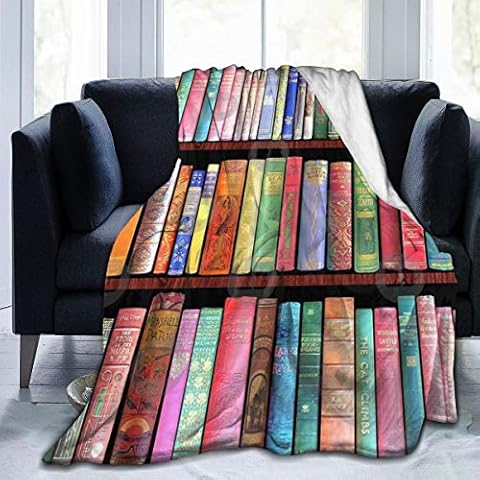 Meiya-Design Fleece Blanket 50" x 60"- Bookworm Antique Books Home Flannel Fleece Soft Warm Plush Throw Blanket for Bed/Couch/Sofa/Office/Camping Cover
