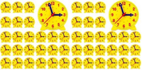 Image of Batiyeer 24 Pcs Teaching Clock Kit for Kids to Tell Time 4'',Yellow (Pack of 2)