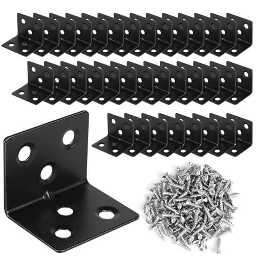 LALAGO Pack of 36 Stainless Steel Angle Connectors, 30 x 30 x 38 mm, Small Mounting Angle with 222 Pieces, Screws