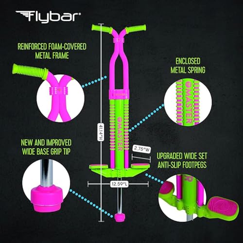 Image of Flybar Master Pogo Stick for Kids Ages 9+, 80-160 lbs - Easy Grip Handles - Active Exercise Toy for Tweens & Teens - Outdoor Toy with Non-Slip Foot Pegs for Boys and Girls - No Assembly Needed