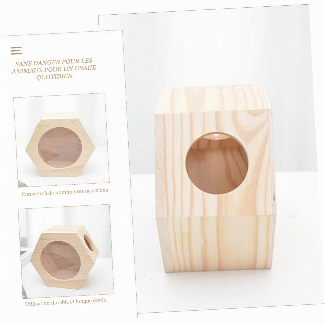Yardwe Château De Hamster en Bois 14.5X9X17 Cm Maison pour Hamsters Et Rongeurs avec Cachette Et Aire De Jeu Sécurisée pour Cage d'animal De Compagnie