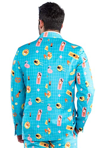 Tipsy Elves Men's Pool Party Suit - Blue Pool Floaty (Jacket+Tie and Pants Sold Separately)2