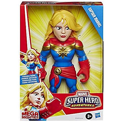 Playskool Heroes Mega Mighties Marvel Super Hero Adventures Captain Marvel, Collectible 25 cm Action Figure, Toys for Children Aged 3 and Up Cover