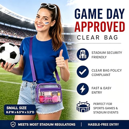 Image of Oraben Clear Bag for Stadium Events Clear Purse Stadium Bag Satchel Handbags for Sports Events Concerts Festivals | Stadium Approved
