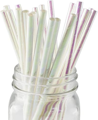 Miniatura 8 de Pajitas de papel dorado metálico, pajitas de papel dorado de aluminio, pajitas de papel desechables a granel 100 para cócteles, palitos de pasteles,
