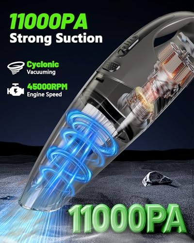 Image of Handheld Vacuum Cordless, 11KPA Strong Suction & 25 Mins Runtime Brushless Motor, Rechargeable Car Vacuum Cleaner with 2 HEPA Filter /Multi-Accessories /Lightweight, for Home /Car /Office Cleaning