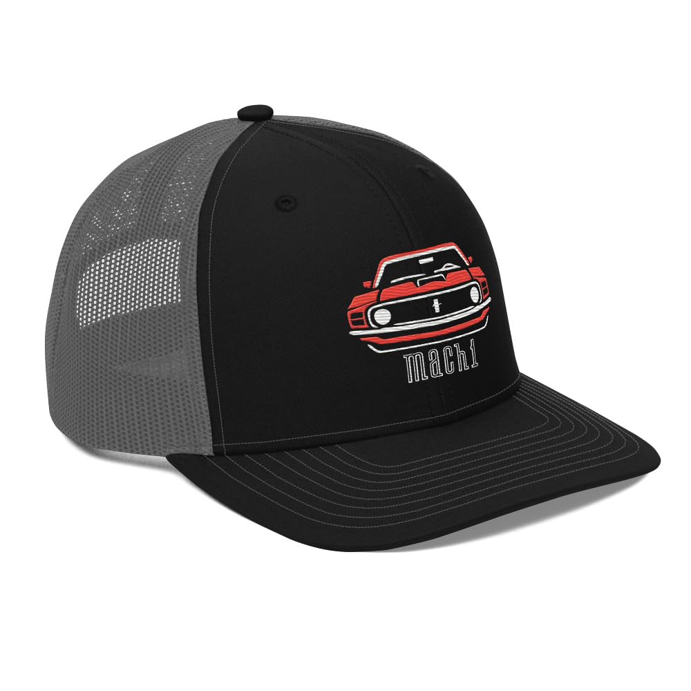 1970 Red Mach 1 Hut für Stang Besitzer Classic Muscle Car Enthusiasten Trucker Cap
