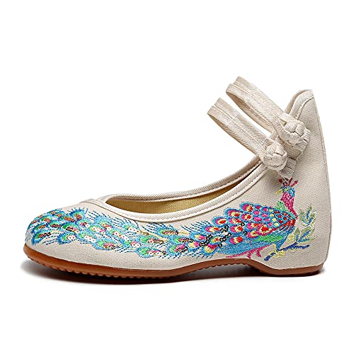 Womens Chinese Traditional Embroidery Flats Cheongsam Walking Mary Jane Shoes Handmade Flower Embroidered Shoes2