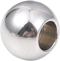 Vista 27 de Cuentas espaciadoras de acero inoxidable de 0.394 x 0.433 in ovaladas sueltas para hacer joyas de bricolaje, 10 unidades con agujero de 0.236