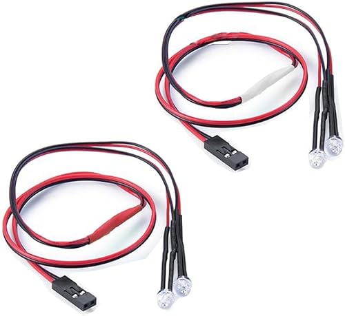 Kit de luces traseras de 2 luces LED para coche, 2 LED, accesorios para SCX10 D90 TRX4 SCX10 Truck Tank Crawler (2 rojos + 2 blanco)