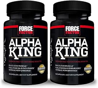 Force Factor Alpha King, 2-Pack, Total Testosterone Booster Supplement for Men with Fenugreek Seed, Tribulus to Build Lean Muscle and Improve Athletic Performance, 60 Capsules