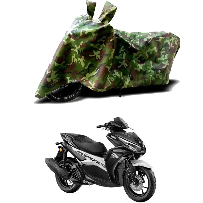 Image of 100% Water Resistant Full Bike Scooty Two Wheeler Body Cover Compatible for Yamaha Aerox 155 /UV-Rays /Heat Protection /Birds Dropping /Scratchproof /Dust Proof /Waterproof /All Varient[Green MJ]