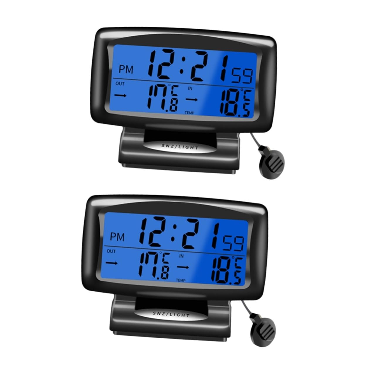 SUPVOX 2pcs Dual Temperature Car Clock for Easy to Install Backlit Display Construction Battery Not Included