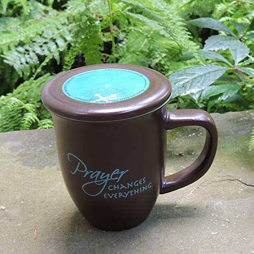 Abbey Gift Prayer Changes Everything Coaster Brown And Blue, 1 Count, Dishwasher Safe Mugs For Coffee And Tea, Includes Bible Verse, "4 X 4.38""" (52892),14 Ounce #TOP6