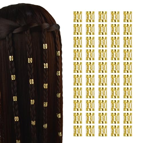 50 Pcs Dreadlocks Beads Metal Hair Cuffs Hair Braiding...