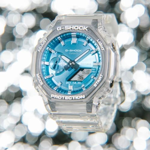 Image of Casio G-Shock Analog-Digital Sky Blue Dial Translucent Resin Band Watch - GA2100BM-7A2