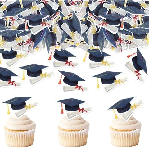 Blumomon 40Pcs Edible Graduation Cupcake Toppers Cover