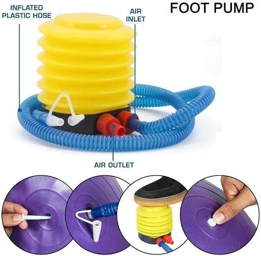 Image of Gym Ball Air Pump | Portable Air Pump with Hose | Plastic Labor-Saving Air Inflatable Pump Exercise Ball, Balloon, Swimming Ring, Pool Toys