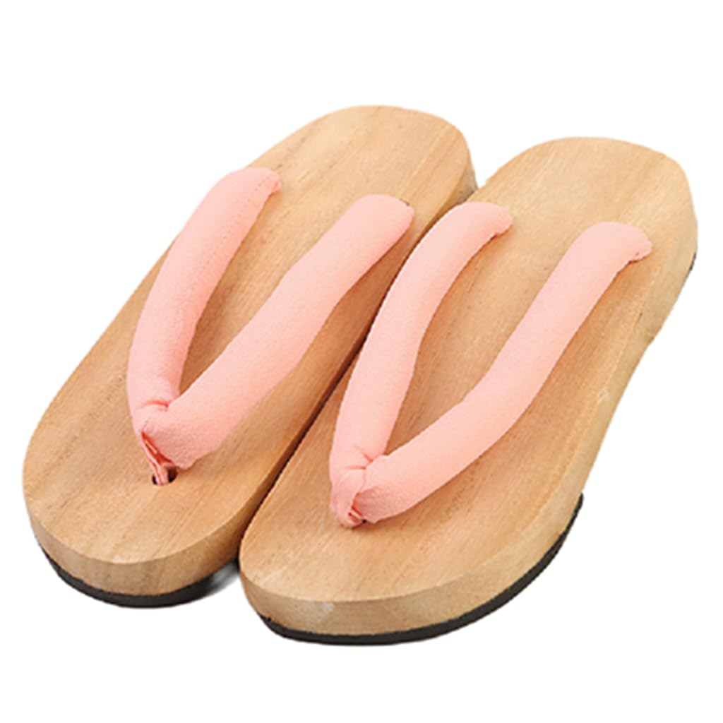 Yczhd Men's Pink Flip Flops, Wo's Burnt Paulownia Wooden Clogs Slippers,Flat Bottomed Angle Sandals,Japanese Traditional Clogs Geta Sandals Traditional Round Headed Wooden Clogs Shoes(Size:eu 40,Color:pink)